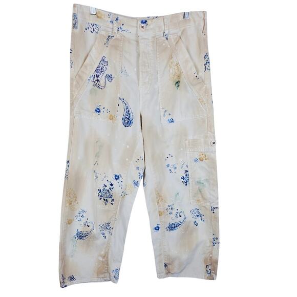 PILCRO By Anthropologie High Rise Painter Button Fly Paisley Womens Pants 31 - Picture 1 of 7